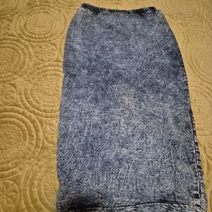 Blue Acid Wash Denim Pencil Skirt